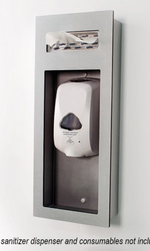 Wall Mount Hand Sanitizer Station + Tissue/Glove in White Microdot